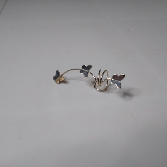 925 Silver Butterfly Single Ear Cuff (Right Ear) - Picture 2 of 11